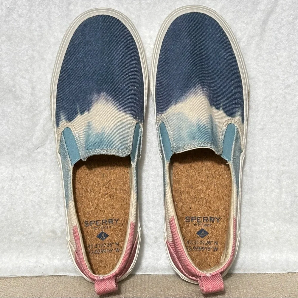 Sperry Womens Crest Twin Gore Tie Dye Casual Canvas SlipOn Sneakers Shoes SZ 8.5